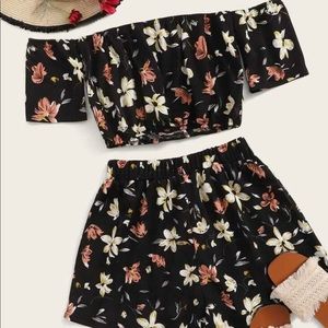 Boho inspired blouse & shorts set